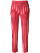 Alberto Biani Striped Cropped Trousers - Red