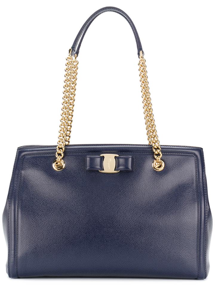 Salvatore Ferragamo Vara Bow Tote Bag - Blue