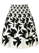 Alexander Mcqueen Swallow Patterned Skirt - White