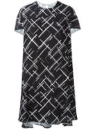 Eggs Crosshatch Print Dress, Women's, Size: 44, Black, Polyester/acetate/viscose