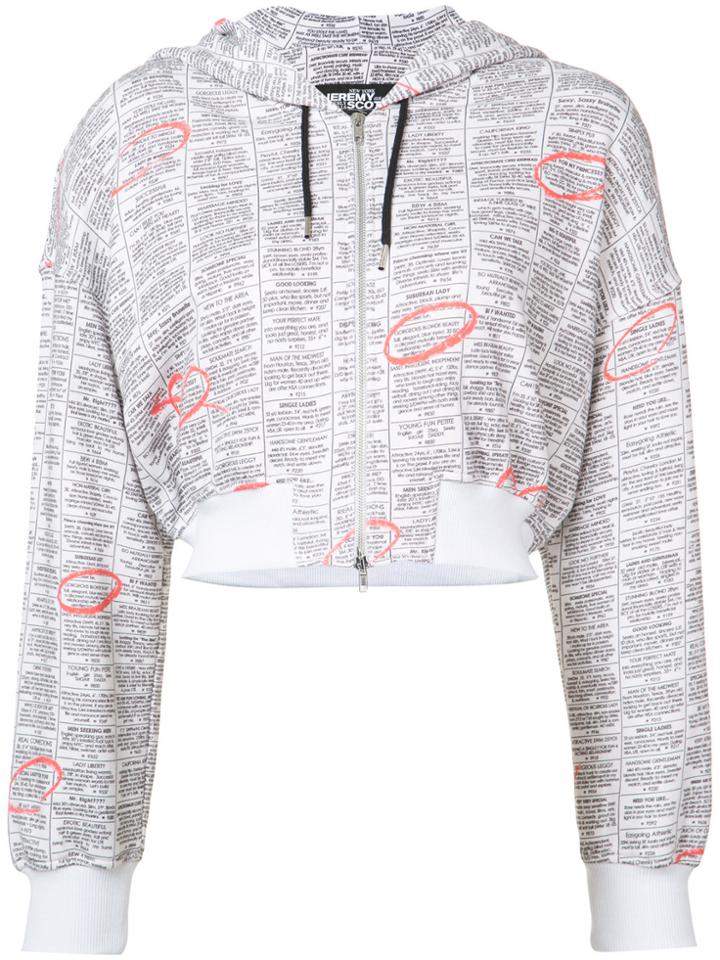 Jeremy Scott Zip Up Printed Hoodie - White