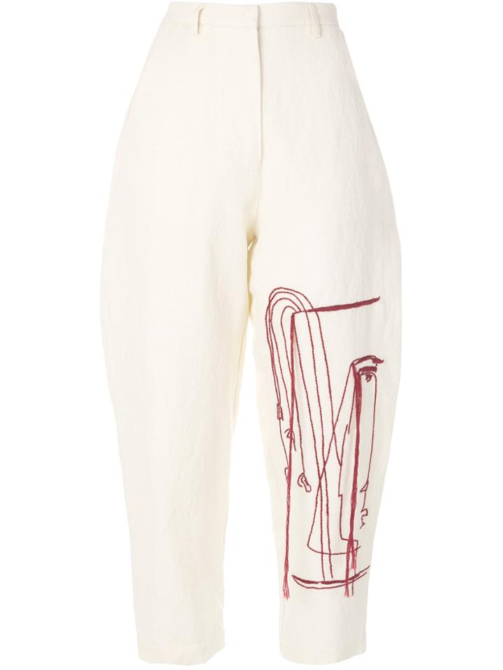 Miaoran High Waist Cropped Trousers - Nude & Neutrals