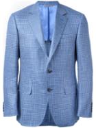 Canali Checked Blazer, Men's, Size: 54, Blue, Silk/linen/flax/wool/cupro