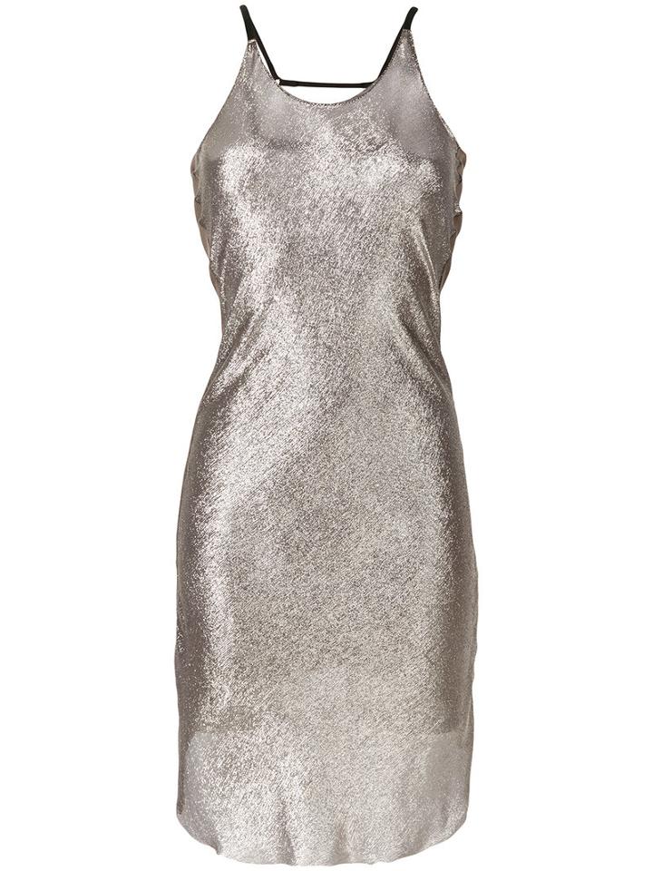 Alessandra Marchi - Metallic (grey) Effect Dress - Women - Silk/viscose - 40, Silk/viscose