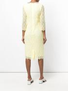 Ermanno Ermanno Crochet Fitted Midi Dress - Yellow & Orange