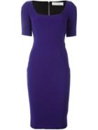 Victoria Beckham Fitted Midi Dress, Women's, Size: 10, Pink/purple, Silk/triacetate/polyester