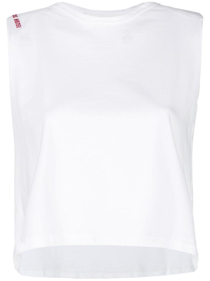 Circus Hotel Printed Sleeveless Crop Top - White