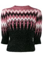 Laneus Chevron Intarsia Knitted Top - Pink