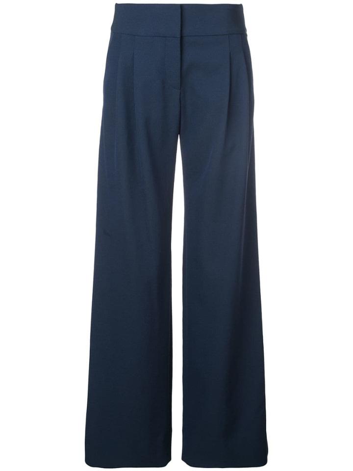 Marina Moscone Pleated Wide-leg Trousers - Blue