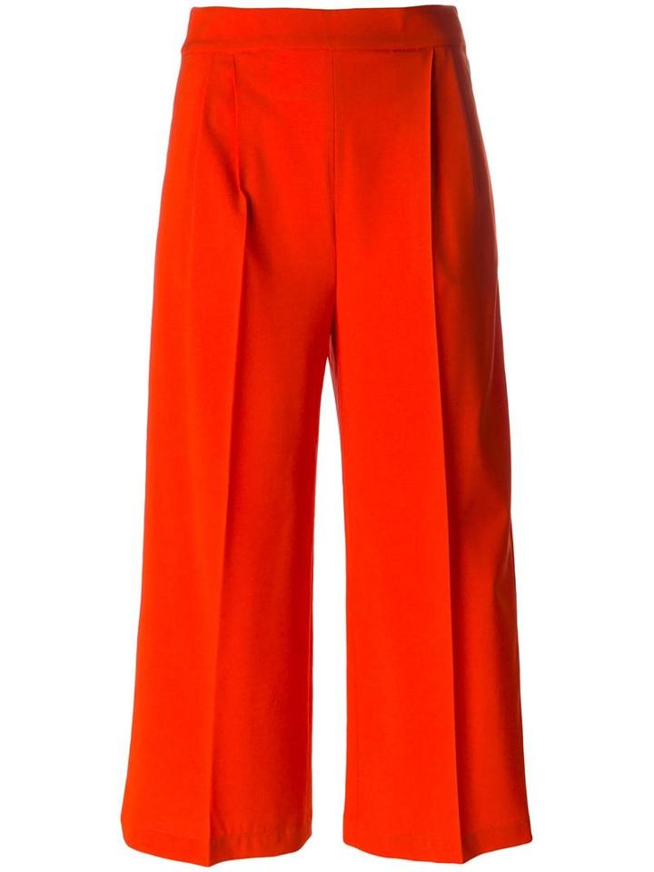Msgm Loose-fit Cropped Trousers, Women's, Size: 38, Red, Virgin Wool/spandex/elastane/polyester