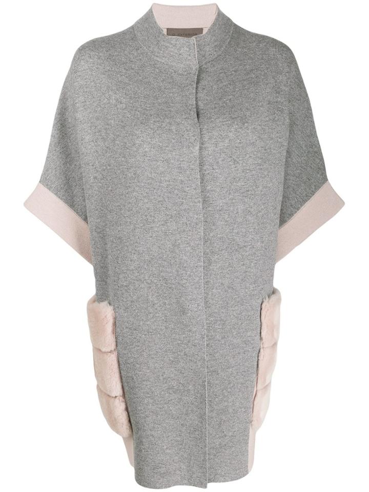 D.exterior Colour-block Cardi-cot - Grey