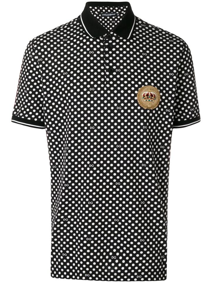 Dolce & Gabbana Printed Polo Shirt - Black