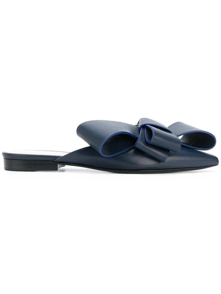 Delpozo Pointed Toe Bow Slippers - Blue