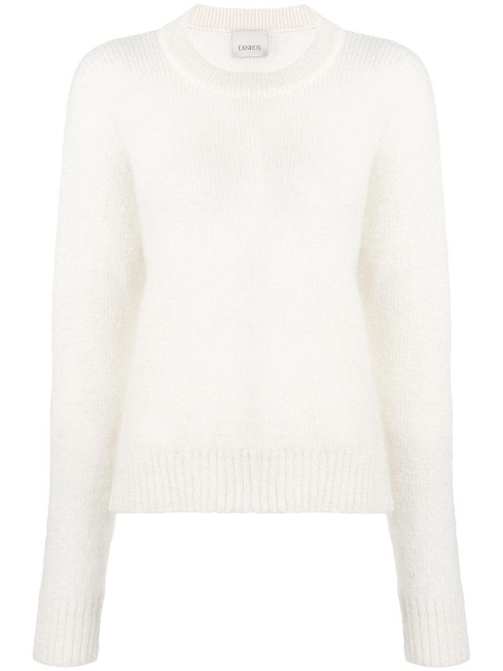 Laneus Round Neck Knit Jumper - White