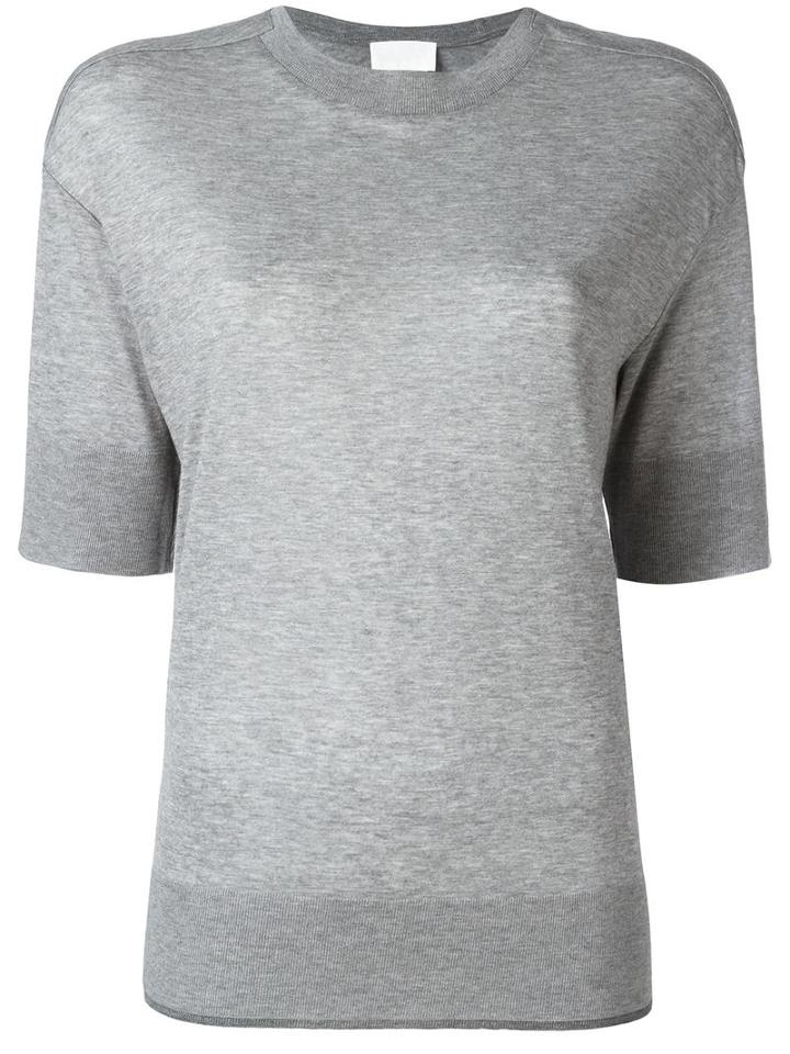 Dkny Shortsleeved Knit Top, Women's, Size: Xs, Grey, Cotton/lyocell