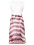 Oscar De La Renta Houndstooth Pencil Dress - White