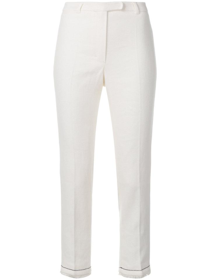 's Max Mara Embroidered Raw Hem Trousers - Nude & Neutrals
