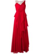 Alberta Ferretti Draped Net-insert Gown, Size: 38, Red, Silk/polyamide/acetate/other Fibers