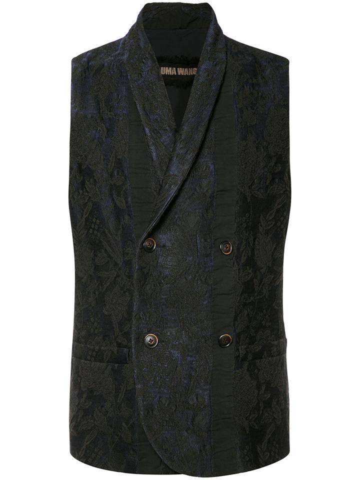 Uma Wang Double Breasted Waistcoat, Men's, Size: Large, Black, Cotton/viscose
