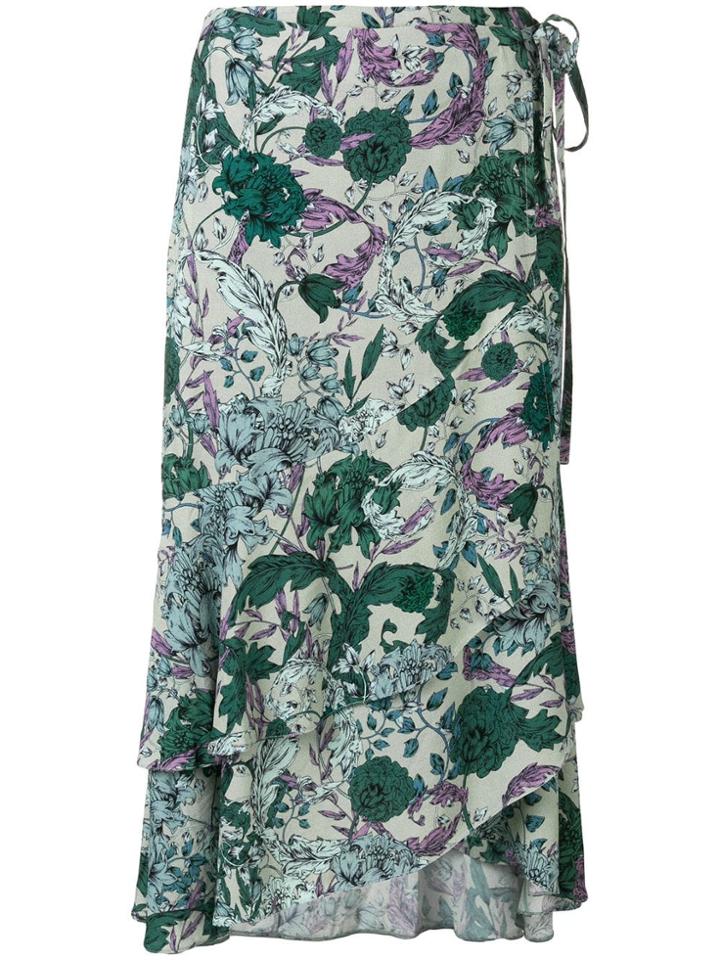 Dagmar Floral Asymmetric Skirt - Green