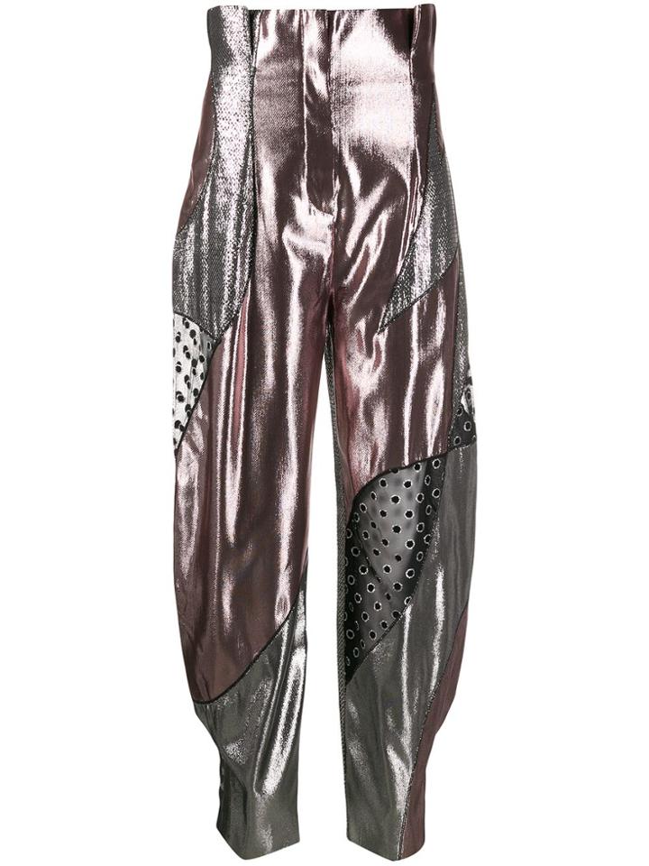 Alberta Ferretti Metallic High-waisted Trousers - Brown
