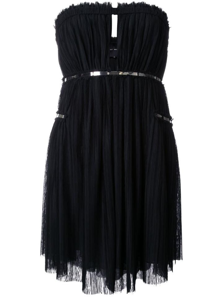 Jay Ahr Silver-tone Detail Strapless Dress, Women's, Size: 38, Black, Polyester