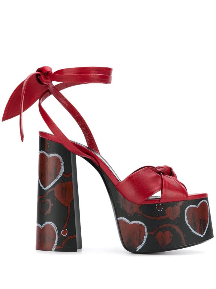 Saint Laurent Tie Knot Platform Sandals - Red