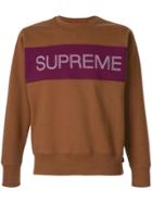 Supreme Logo Panel Sweatshirt - Brown