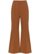 Chloé Silk Flared Trousers - Brown