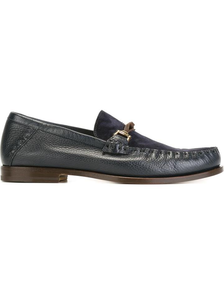 Santoni Classic Loafers, Men's, Size: 6, Blue, Leather