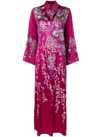 Natori Aurora Mandarin Kaftan Dress - Pink & Purple