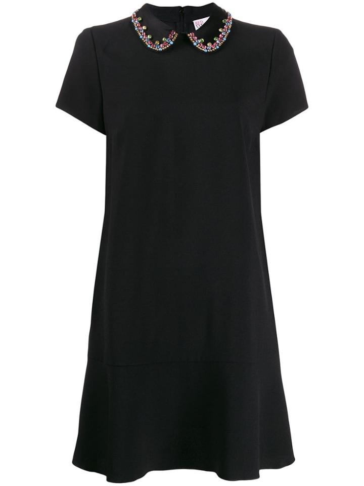 Red Valentino Crystal Collar Dress - Black
