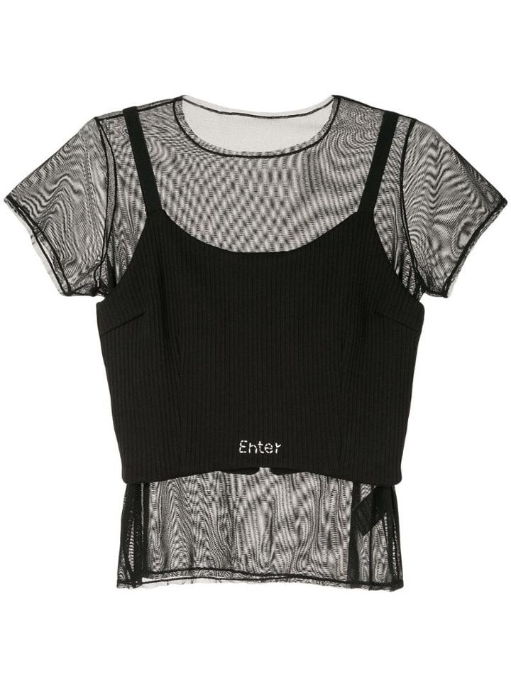 Tu Es Mon Trésor Camisole With Mesh T-shirt - Black
