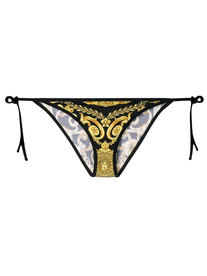 Versace Jeans Hibiscus Print Bikini Bottoms - Black