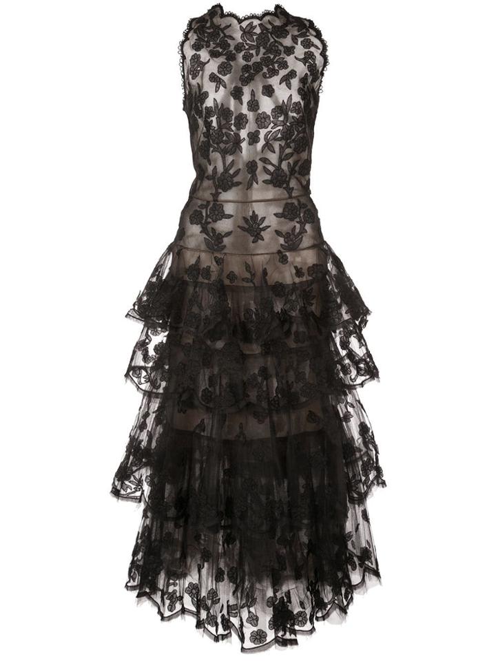 Oscar De La Renta Ruffled Midi Dress - Black