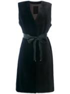 Liska Sleeveless Belt Coat - Grey