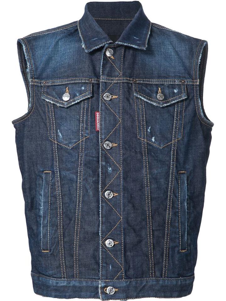 Denim Gilet, Men's, Size: 48, Blue, Cotton/spandex/elastane, Dsquared2