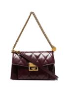 Givenchy Burgundy Gv3 Quilted Leather Shoulder Bag - Red