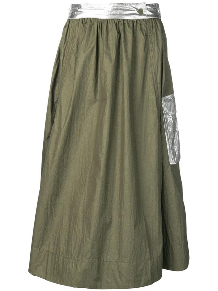 Ganni Contrast Details Full Skirt - Green