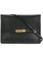 Moschino Letters Shoulder Bag, Women's, Black, Leather/metal (other)