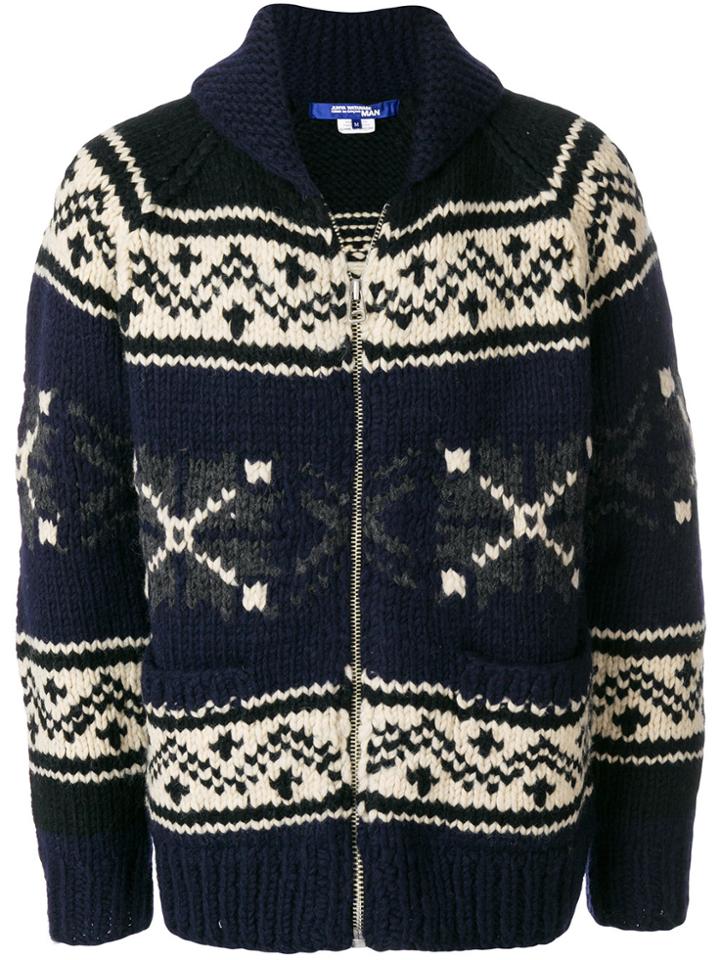 Junya Watanabe Comme Des Garçons Man Fair Isle Zipped Sweater - Blue