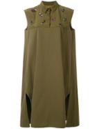 Carven Bead Embroidered Sleeveless Shirt Dress - Green