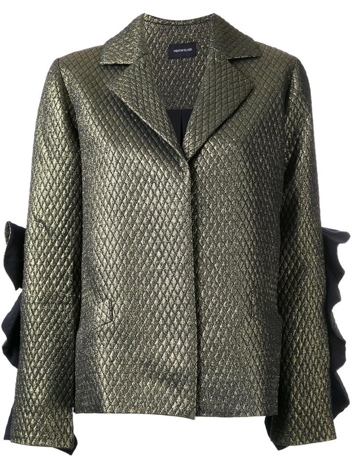 Elaidi Ruffle Sleeve Blazer Jacket, Women's, Size: 42, Grey, Polyester/spandex/elastane