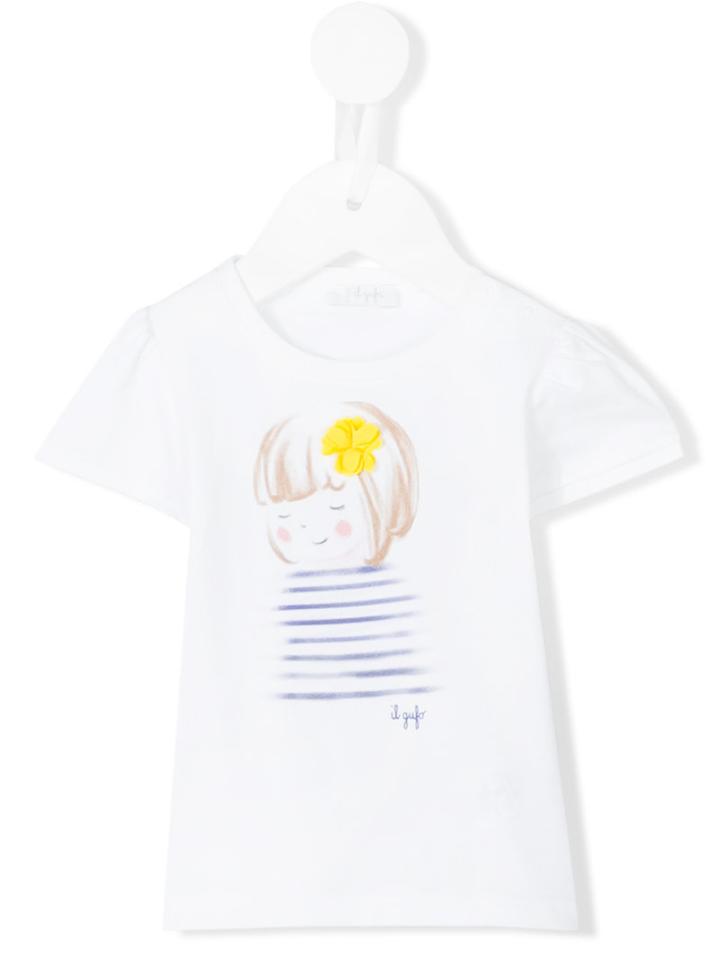 Il Gufo - Girl Print Top - Kids - Cotton/spandex/elastane - 9 Mth, White