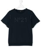 No21 Kids - Studded Logo T-shirt - Kids - Cotton/spandex/elastane - 14 Yrs, Blue
