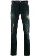 Balmain Distressed Faded Slim Jeans - Blue