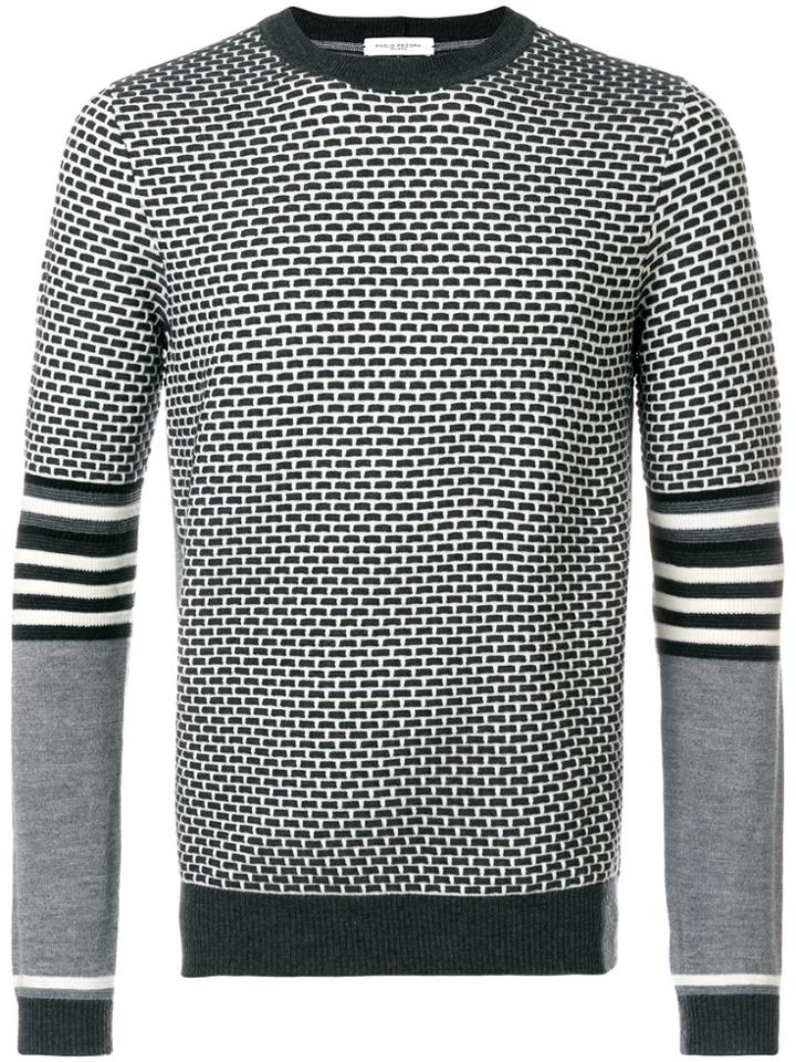 Paolo Pecora Patterned Panel Sweater - Grey