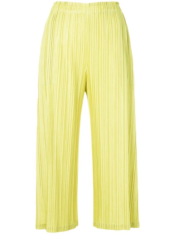Pleats Please By Issey Miyake Cropped Trousers With Pleats - Yellow