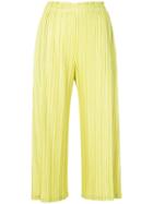 Pleats Please By Issey Miyake Cropped Trousers With Pleats - Yellow