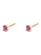 Wouters & Hendrix Gold Ruby Stud Earrings, Women's, Pink/purple